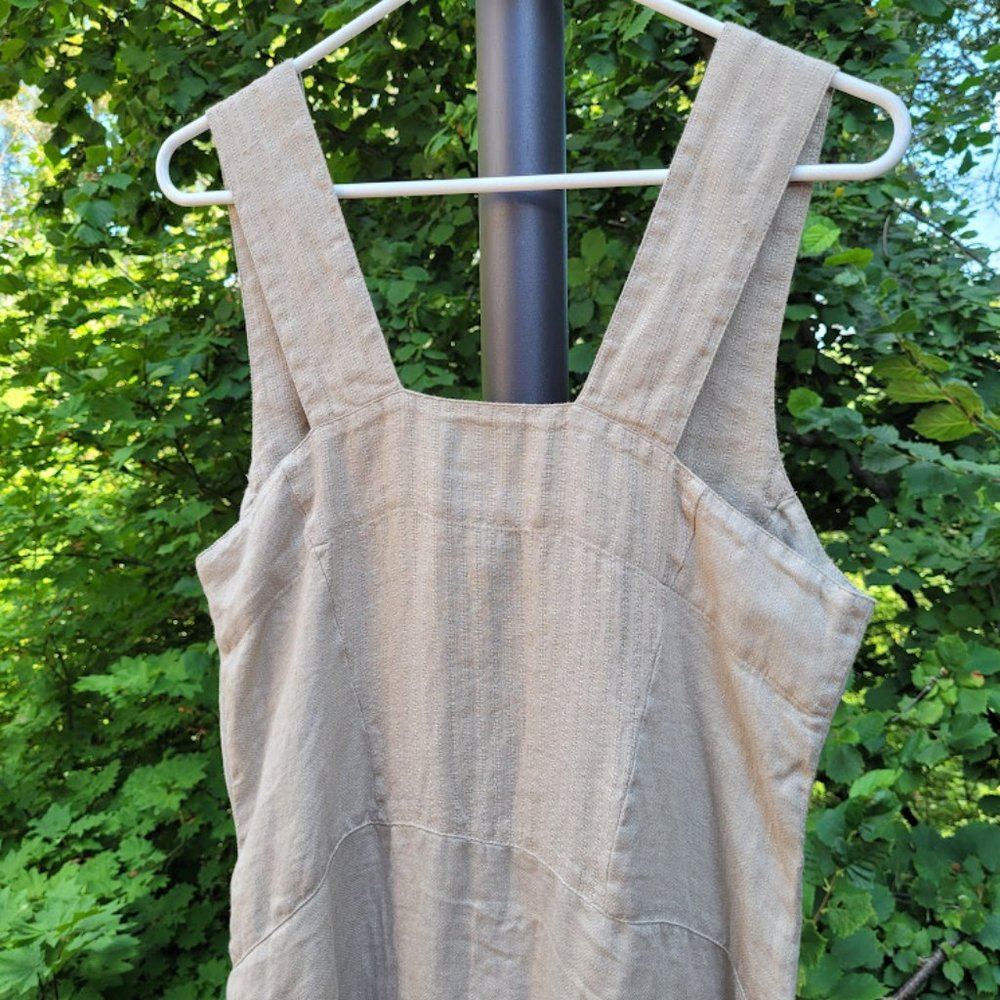 SOLD: VTG 90s FLAX Linen Jumper Dress Prairie Cottagecore Lagenlook Country Chic - Picture 3 of 7